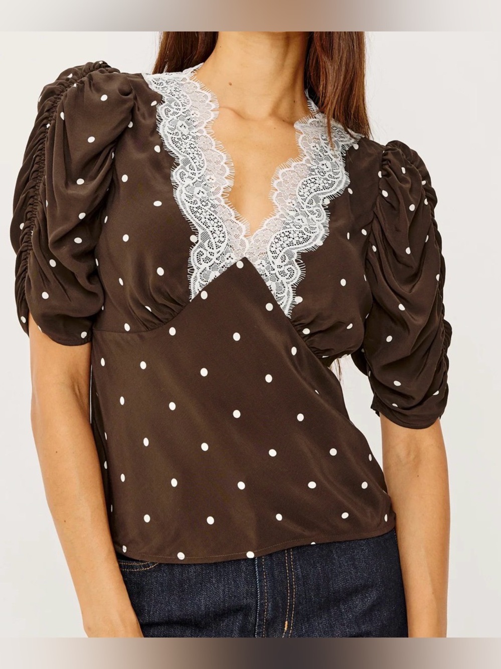 Rails Lazara Lace V-Neck Short-Sleeve Top
